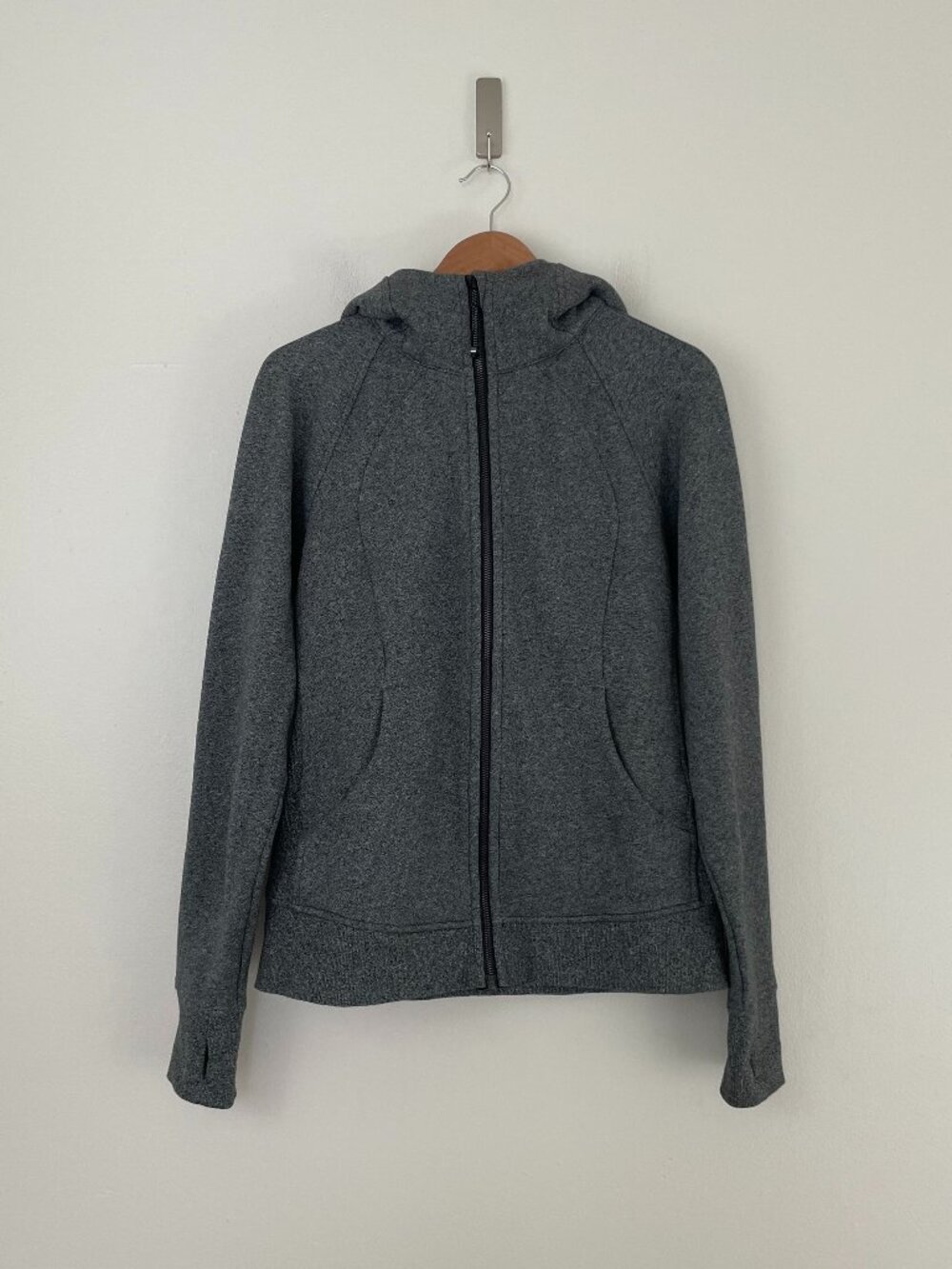 Lululemon Scuba Hoodie Light Cotton Fleece Heathered Speckled Black Size 10